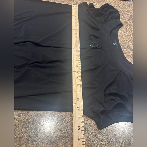 Tiana B Short Sleeve Flowy Midi Dress Size XL Black Round Neck Button Detail - Picture 10 of 11
